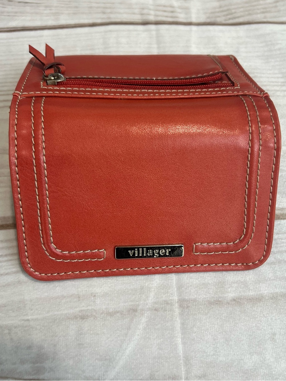 Women's trifold Villager Red Leather wallet